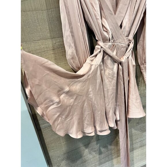 NEW ZIMMERMANN pale pink petal Silk Wrap Mini Dress Size 2/US 8/ M - Picture 11 of 12